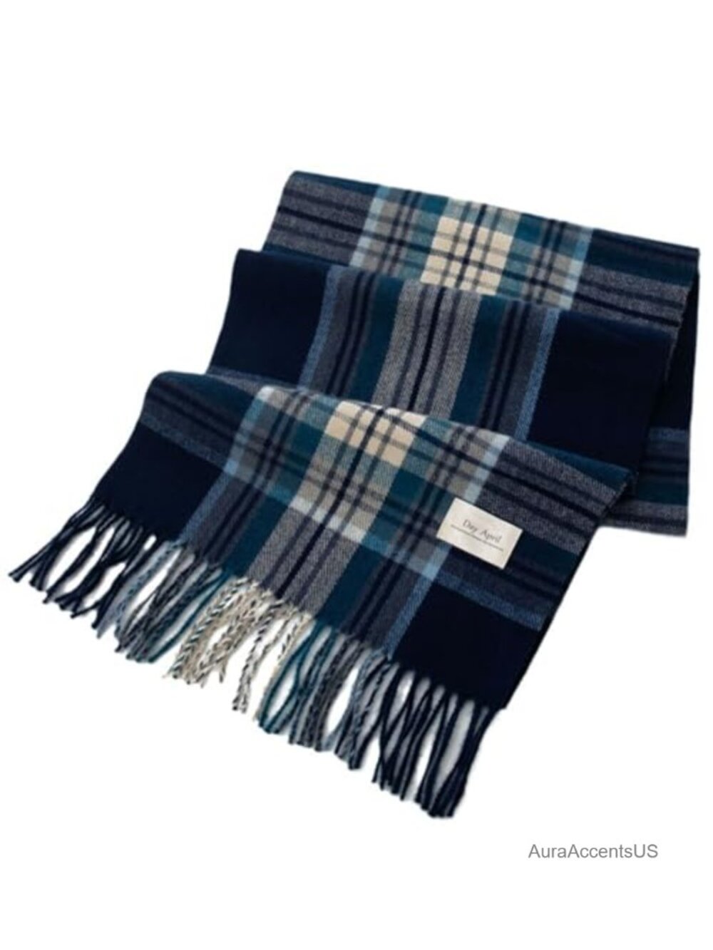 Oversized Plaid Scarf Cashmere Feel Shawl Wrap Tassel Winter